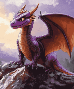 Purple Dragon Fantasy Diamond Painting