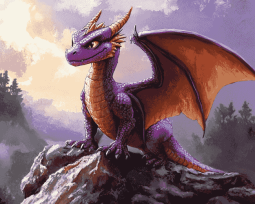 Purple Dragon Fantasy Diamond Painting