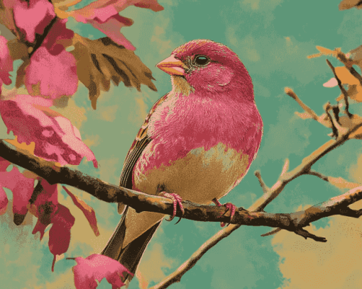 Purple Finch Bird Diamond Painting