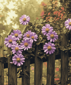 Purple Floral Fence Diamond Painting