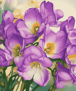 Purple Freesia Floral Diamond Painting