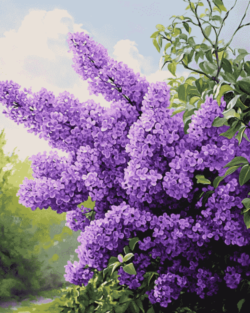 Purple Lilac Blossoms Diamond Painting