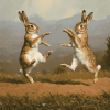 Rabbits Dancing in Mountain Landscapes Diamond Painting