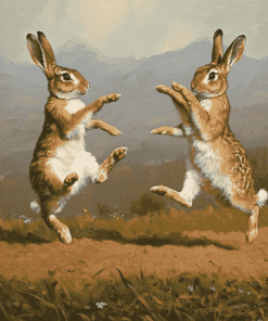 Rabbits Dancing in Mountain Landscapes Diamond Painting