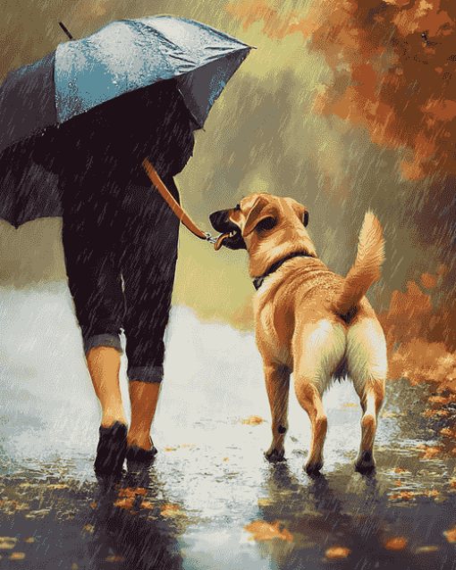 Rainy Day Dog Diamond Painting