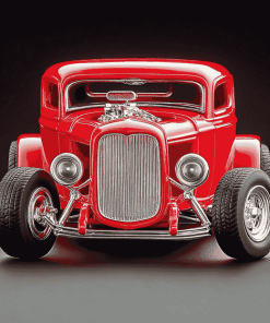 Red 32 Ford Coupe Engine Diamond Painting