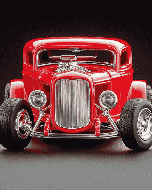 Red 32 Ford Coupe Engine Diamond Painting