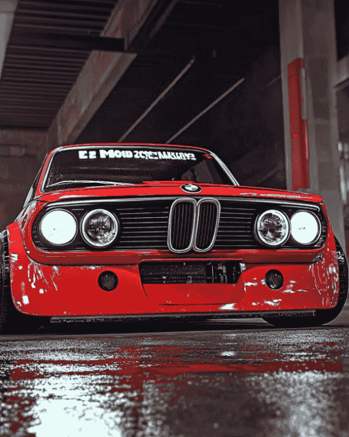 Red BMW E10 Car Diamond Painting