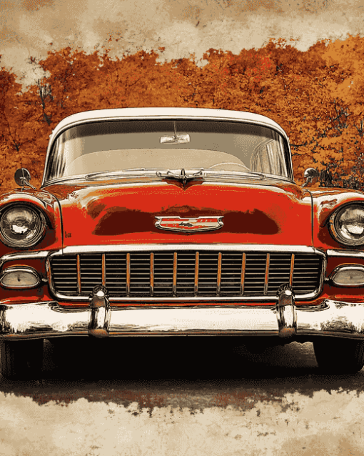 Red Classic Chevy Vintage Diamond Painting