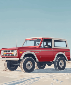 Red Ford Bronco Engine Diamond Painting