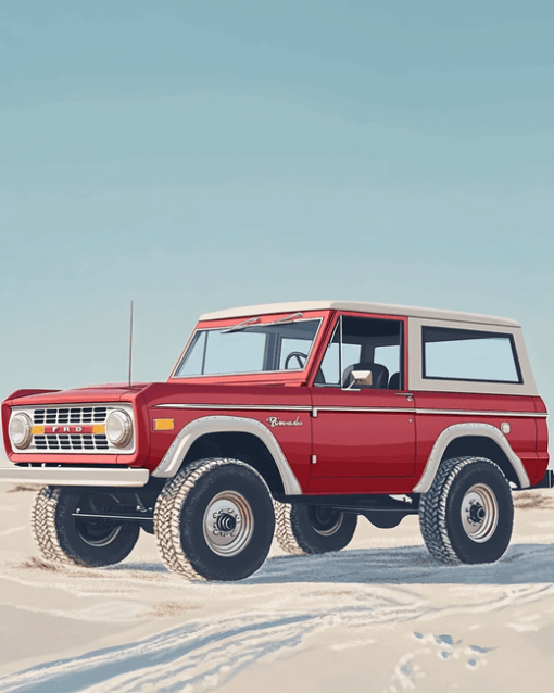 Red Ford Bronco Engine Diamond Painting