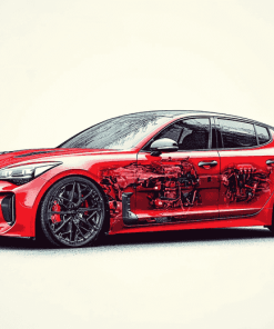 Red Kia Stinger Performance Diamond Painting