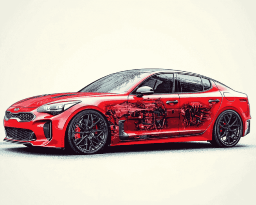 Red Kia Stinger Performance Diamond Painting