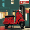 Red Lambretta Scooter Diamond Painting