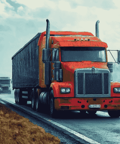 Red Lorry Trucks Diamond Painting