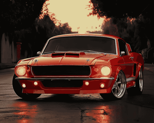 Red Mustang 1967 Diamond Painting