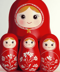 Red Nesting Doll Animation Diamond Painting