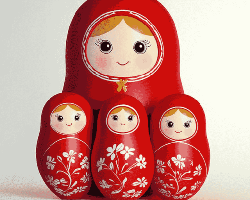 Red Nesting Doll Animation Diamond Painting