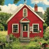 Red Schoolhouse Building Diamond Painting