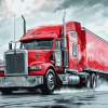 Red Semi Truck Engines Diamond Painting