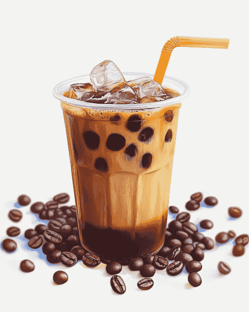 Refreshing Iced Coffee Bubble Tea Diamond Painting