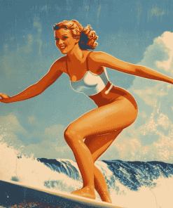 Retro Girls Surf Vibes Diamond Painting