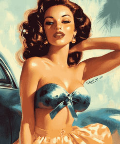 Retro Pin Up Girl Diamond Painting