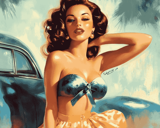 Retro Pin Up Girl Diamond Painting