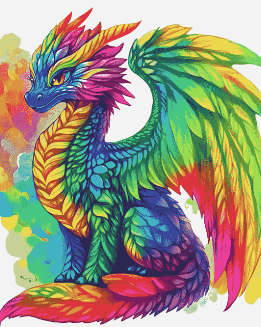 Rippled Rainbow Dragon Diamond Painting