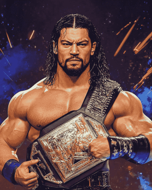 Roman Reigns WWE Champion Diamond Painting