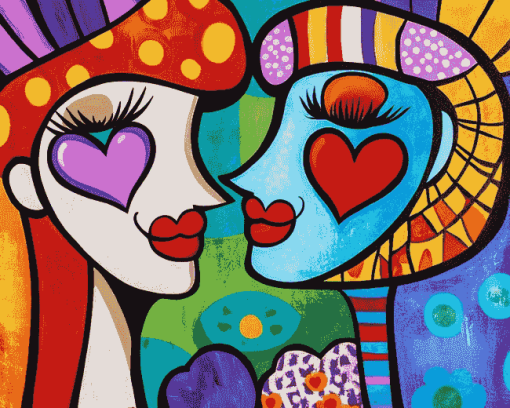 Romantic Britto Hearts Diamond Painting