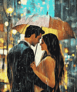 Romantic Couple in Rain Diamond Painting