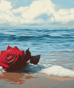 Rose Beach Seascape Diamond Painting