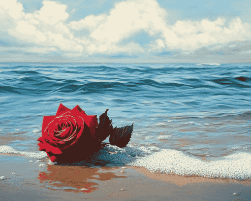 Rose Beach Seascape Diamond Painting