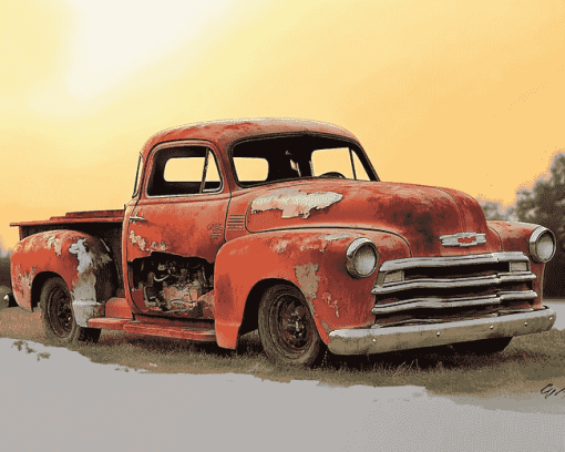 Rusty Chevrolet 1950 Truck Diamond Painting