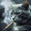 Sad Cat with Cigarette Diamond Painting