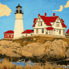 Scenic Nubble Lighthouse Diamond Painting