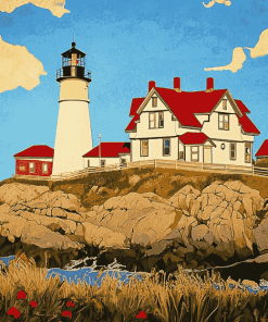 Scenic Nubble Lighthouse Diamond Painting