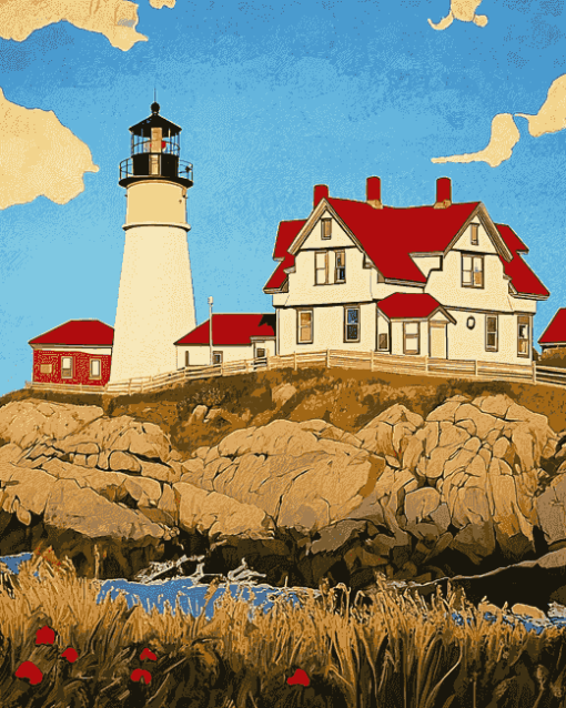 Scenic Nubble Lighthouse Diamond Painting