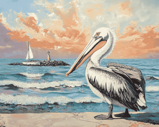 Seaside Pelican Diamond Painting