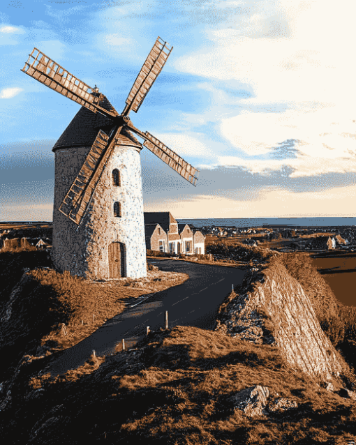 Skerries Windmills Landscape Diamond Painting