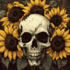 Skull and Sunflowers Bloom Diamond Painting