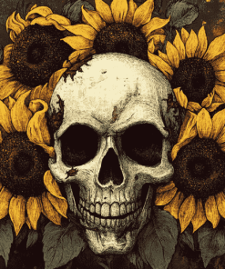 Skull and Sunflowers Bloom Diamond Painting