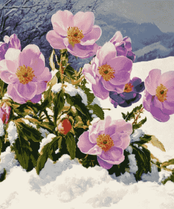 Snowy Blossoms Diamond Painting