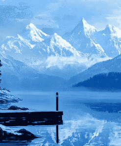 Snowy Mountain Lakes Diamond Painting