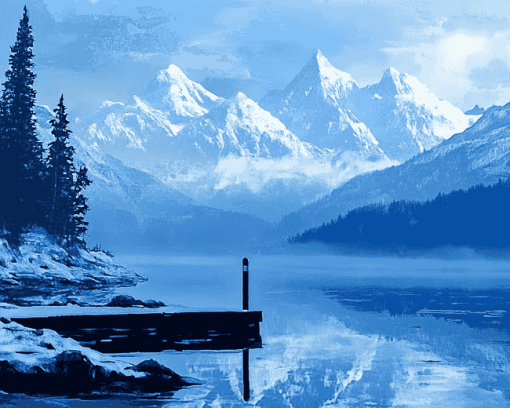 Snowy Mountain Lakes Diamond Painting