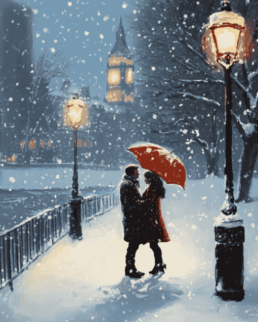 Snowy Romance for Lovers Diamond Painting