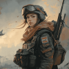 Soldier Woman Cartoon Diamond Painting