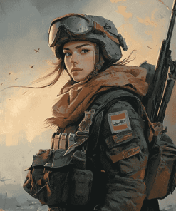 Soldier Woman Cartoon Diamond Painting