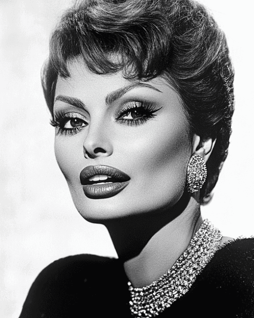 Sophia Loren Black and White Diamond Painting